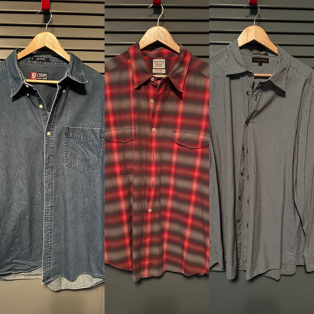 Three shirts. Chaps, Metropolitan and Livky Brand